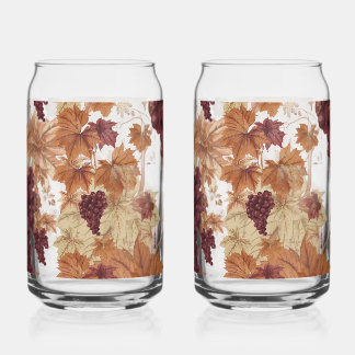 Verre Canette Feuilles d'automne et raisins de vignoble