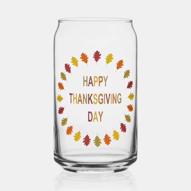 Verre Canette Feuilles de chêne de Thanksgiving (Recto)