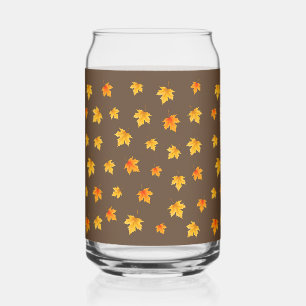 Verre Canette Feuilles d'érable sur fond marron