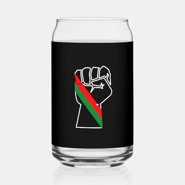 Verre Canette fierté noire drapeau rouge vert poing panafricain  (Recto)