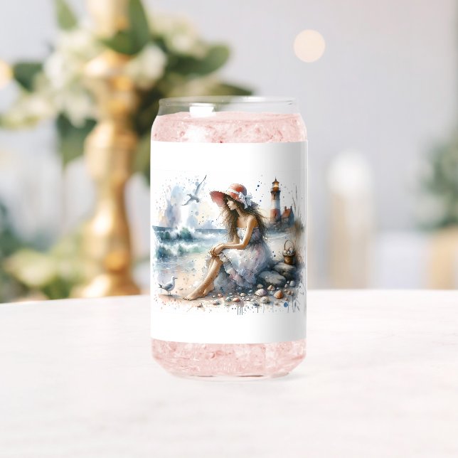 Verre Canette Fille d'aquarelle romantique par phare (Insitu (Mariage))