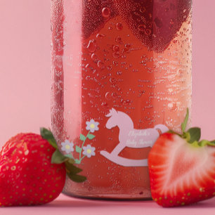 Verre Canette Fille de Baby Shower Cheval à Bascule Rose