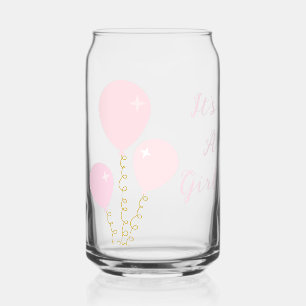 Verre Canette Fille Fête Prénatale Ballons Roses