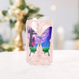 Verre Canette Fille la nuit en forme de papillon
