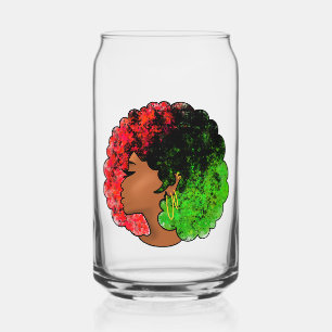 Verre Canette Fille noire panafricaine femme rouge vert fierté a