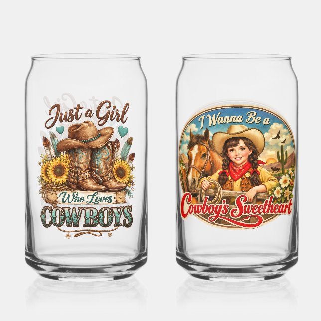 Verre Canette Fille qui aime les Cowboys (Recto)