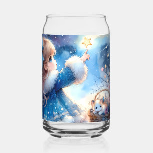 Verre Canette Fille rêveuse contemplant les étoiles à l'aquarell