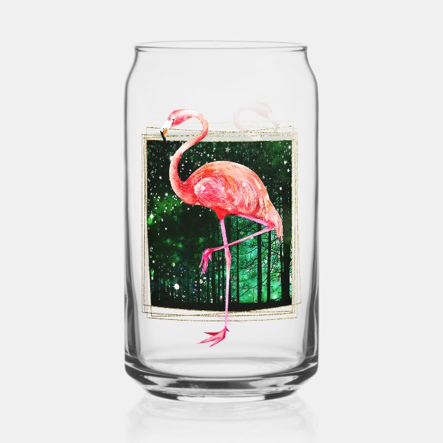 Verre Canette Flamant rose Forêt Magique (Recto)