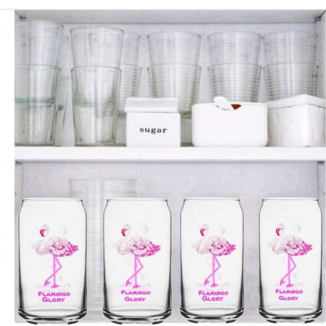 Verre Canette Flamant rose Glory Drinkware Set (These Flamingo Glory Can drinking glasses, make the perfect gift, for traveling friends!)