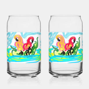 Verre Canette Flamants roses d'été adorables