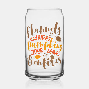 Verre Canette Flannels Hay Rides Citrouille cidre Feuilles Bonfi