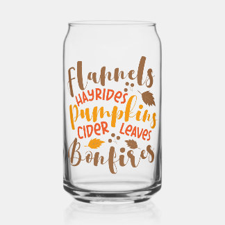 Verre Canette Flannels Hay Rides Citrouille cidre Feuilles Bonfi