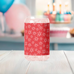 Verre Canette Flèches de neige, Flakes rouges et blancs, Neige