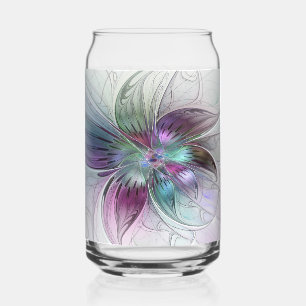 Verre Canette Fleur abstraite colorée Art fractal floral moderne