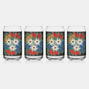 Verre Canette Fleur alpine suisse Edelweiss