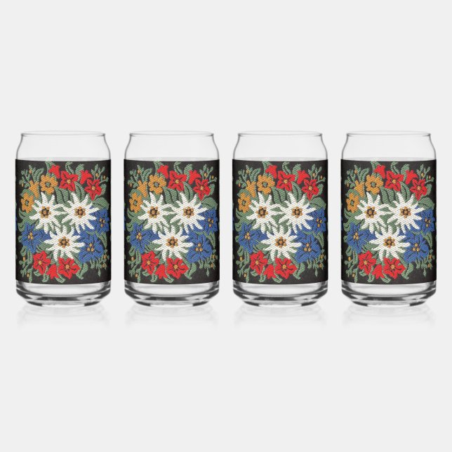 Verre Canette Fleur alpine suisse Edelweiss (Gauche)
