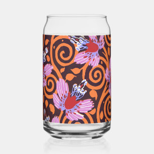 Verre Canette Fleur Art Déco tourbillonnante rose et orange vibr