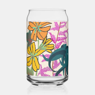 Verre Canette Fleur Art Déco vibrante magenta et orange