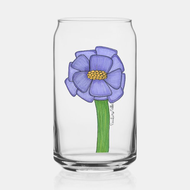 Verre Canette Fleur carrée violette (Recto)