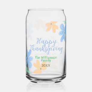 Verre Canette Fleur d'aquarelle bleu orange vert hiverMerci