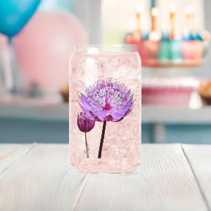 Verre Canette Fleur d'Astrantia rose Floral