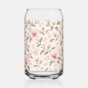 Verre Canette Fleur de cerisier rose pâle, motif floral continu
