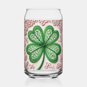 Verre Canette Fleur de dentelle coquette trèfle Saint-Patrick