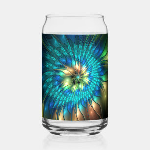 Verre Canette Fleur de fantaisie lumineuse, fractale abstraite c