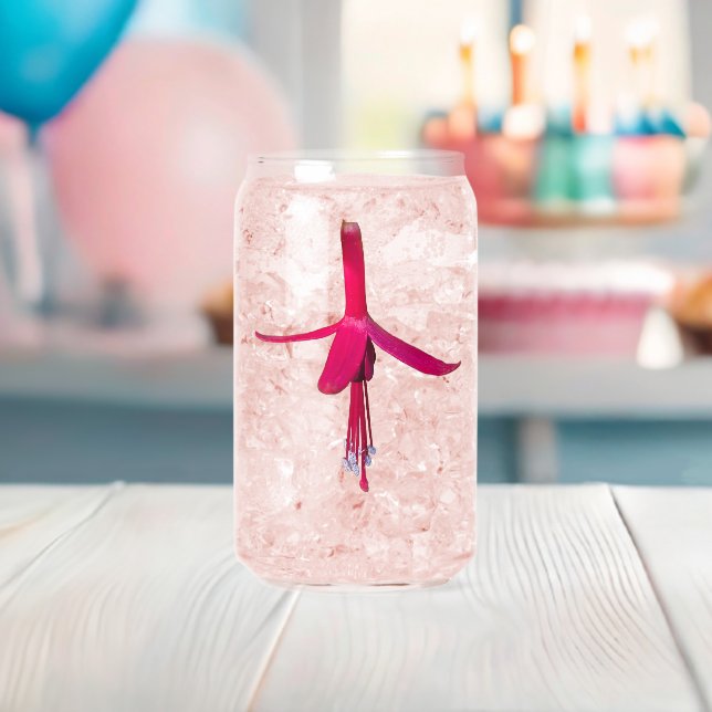 Verre Canette Fleur de Fuchsia rose vif Floral (Insitu (Baby Shower))