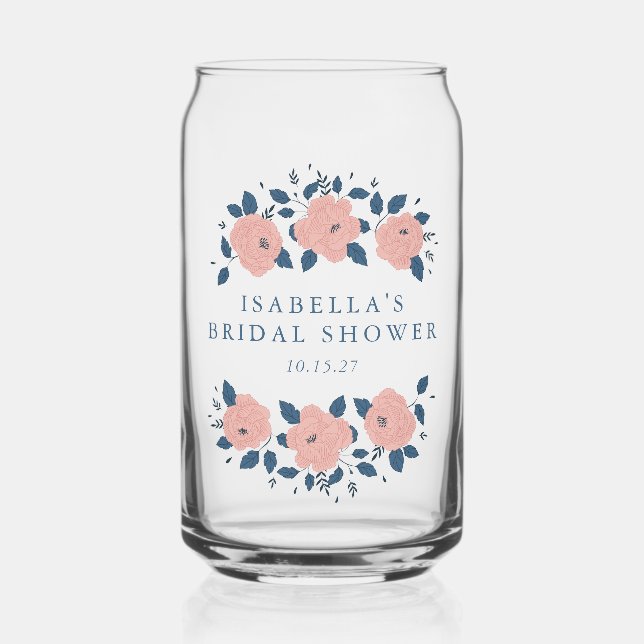Verre Canette Fleur de Jardin Bleu Cadeau Personnalisé pour Baby (Recto)