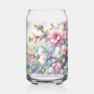 Verre Canette Fleur d'eau de pluie printanière aquarelle Cottage