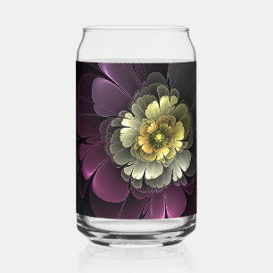 Verre Canette Fleur fractale grise de pourpre moderne abstraite