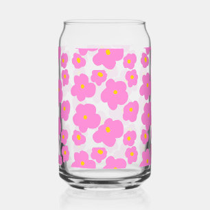 Verre Canette Fleur marguerite rose jaune moderne motif élégant