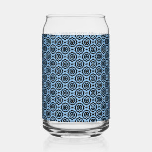 Verre Canette Fleur noire bleue Motif sans couture