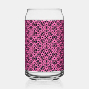 Verre Canette Fleur noire rose Motif sans couture
