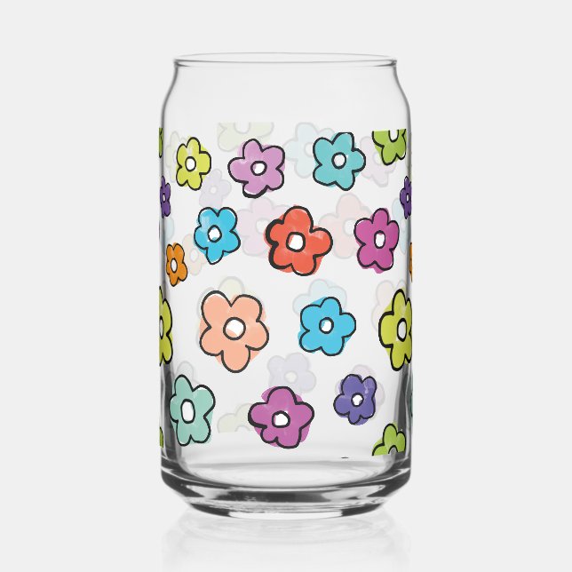 Verre Canette Fleur Rétro Pop de Couleur  (Recto)
