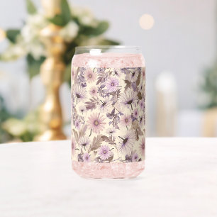 Verre Canette Fleur sauvage vintage