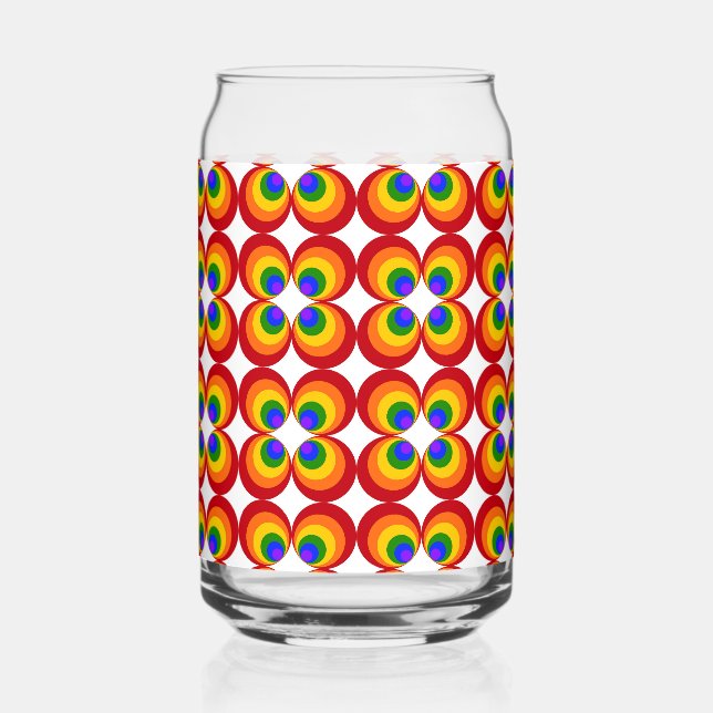 Verre Canette Fleurs arc-en-ciel psychédéliques (Recto)