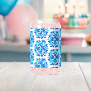 Verre Canette Fleurs Bleues, Motif De Fleurs, Modèle Floral