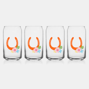 Verre Canette Fleurs de fer à cheval coloré moderne amusant