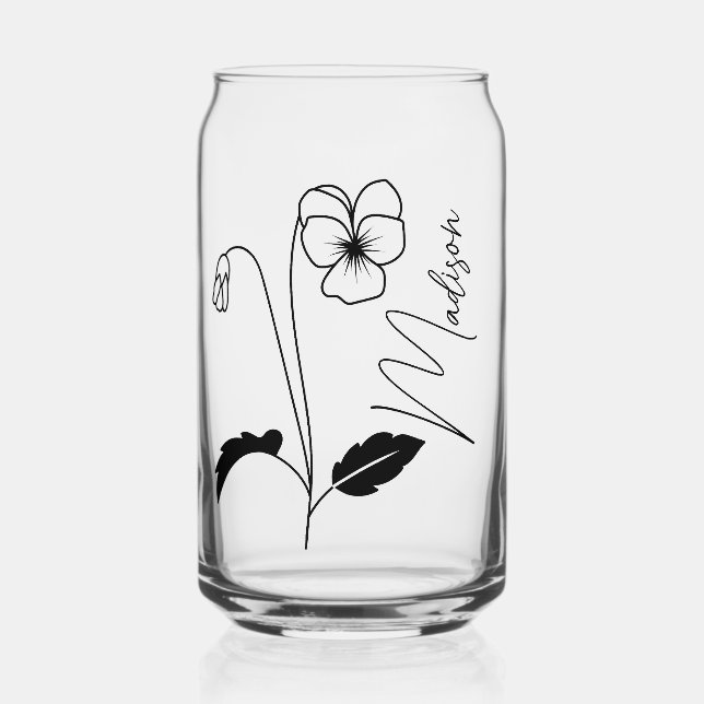 Verre Canette Fleurs de naissance modernes Février Cadeaux de de (Recto)