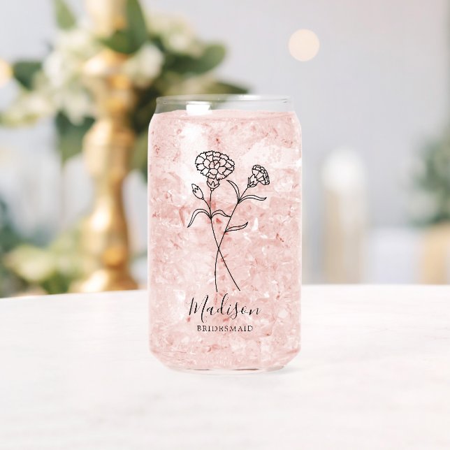 Verre Canette Fleurs De Naissance Modernes Janvier Les Dons De F (Insitu (Mariage))
