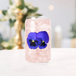 Verre Canette Fleurs de Pansy Violet Floral