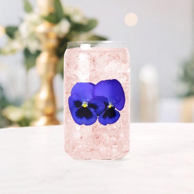Verre Canette Fleurs de Pansy Violet Floral (Insitu (Mariage))