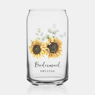 Verre Canette Fleurs de tournesol à l'aquarelle Demoiselle d'hon