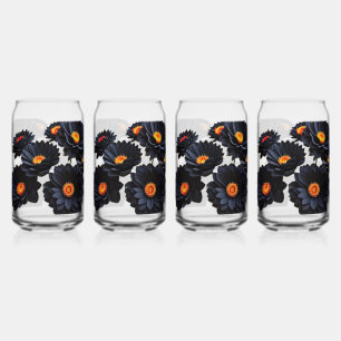 Verre Canette Fleurs de velours noir