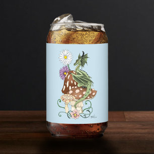 Verre Canette Fleurs d'Imaginaire de dragon de champignons verts