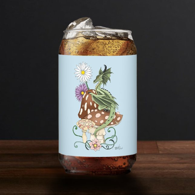 Verre Canette Fleurs d'Imaginaire de dragon de champignons verts (Créateur téléchargé)