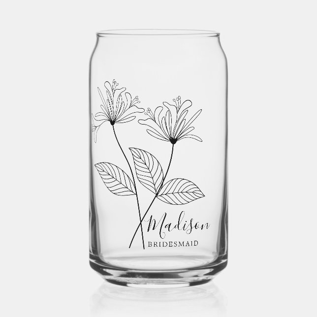 Verre Canette Fleurs du mois de la naissance Juin Honeysuckle Br (Recto)