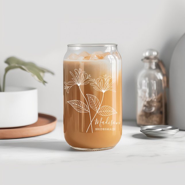 Verre Canette Fleurs du mois de la naissance Juin Honeysuckle Br (Créateur téléchargé)